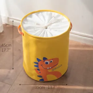 Yellow Dinosaur Printed Quilted Storage Bag With Handle Storage Bin Closet Toy Box Container Organiz