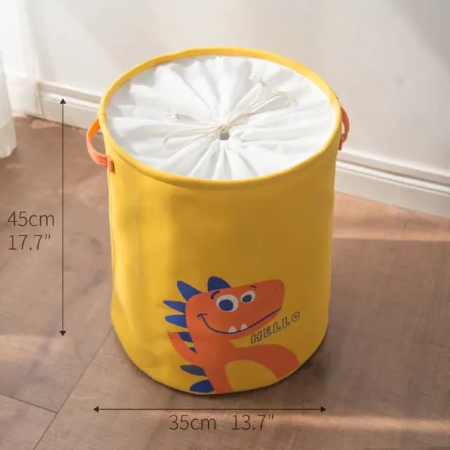 Yellow Dinosaur Printed Quilted Storage Bag With Handle Storage Bin Closet Toy Box Container Organiz