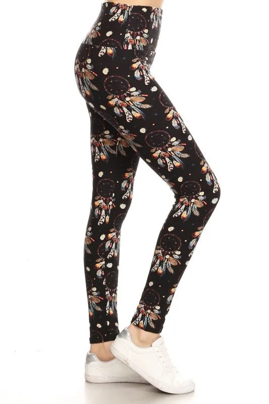 Yoga Waist 5" Dream Catcher Boho Print Leggings