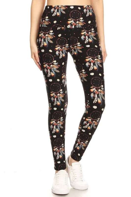 Yoga Waist 5" Dream Catcher Boho Print Leggings